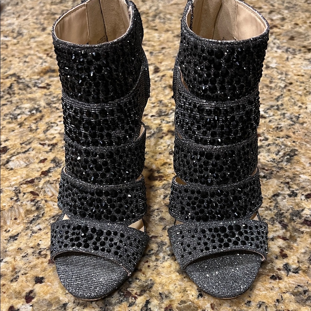 Jessica Simpson Glitter Black Heels